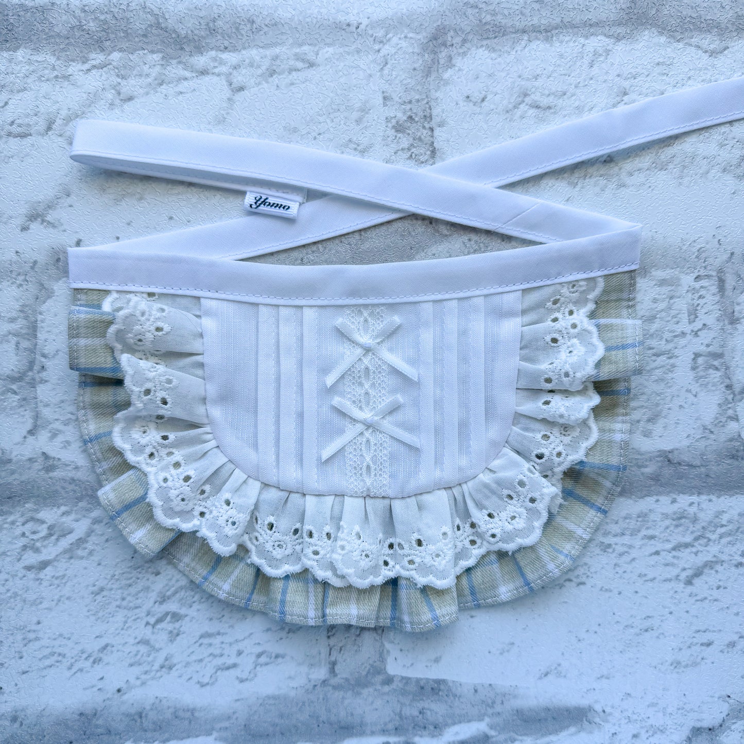 ピクニックチェックブラウス風ビブ(グリーン)