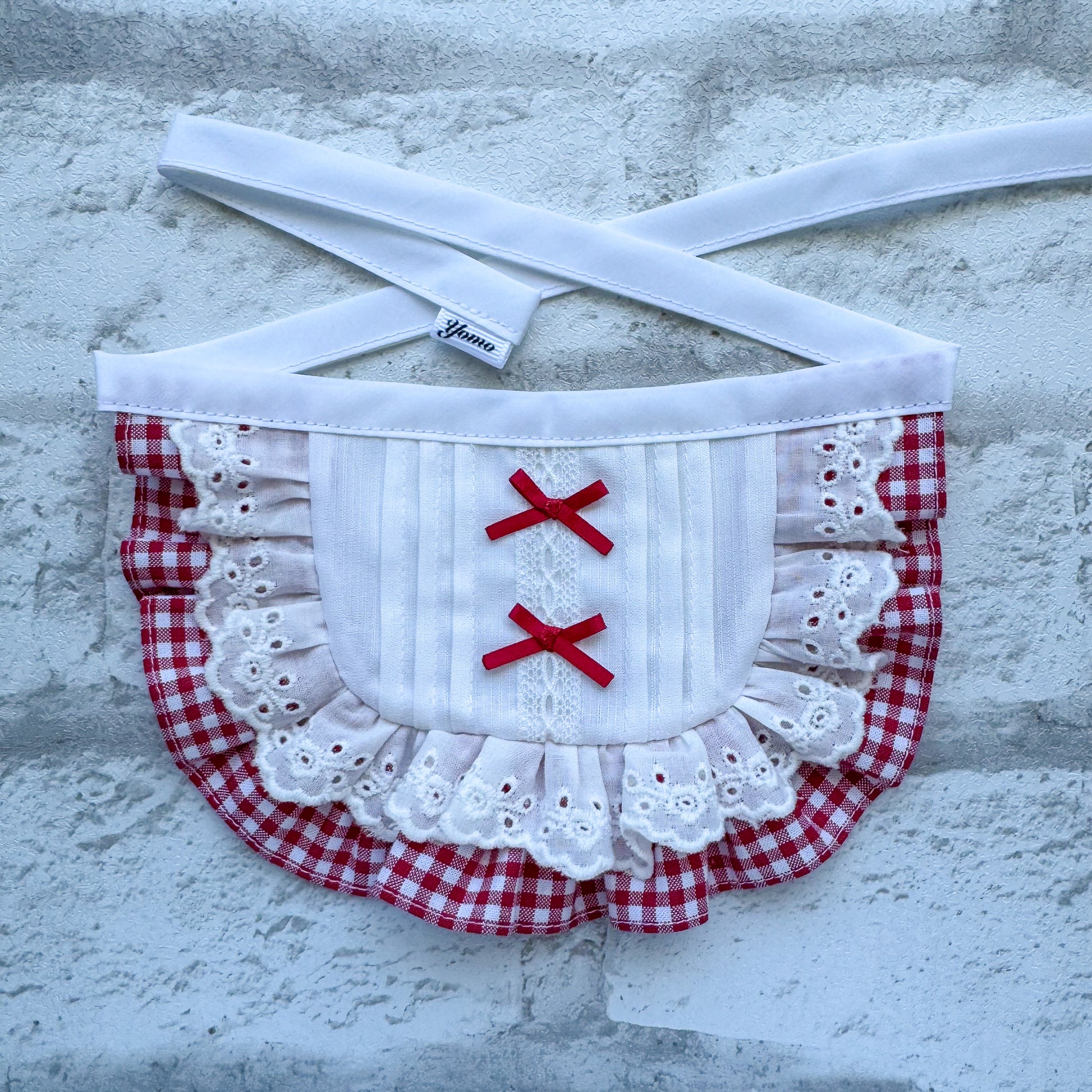 ピクニックチェックブラウス風ビブ(レッド)