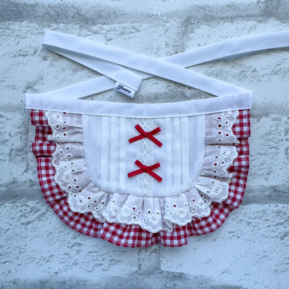 ピクニックチェックブラウス風ビブ(レッド)